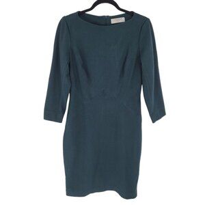 MM Lafleur womens 10 teal green sheath midi dress business casual 3/4 sleeve